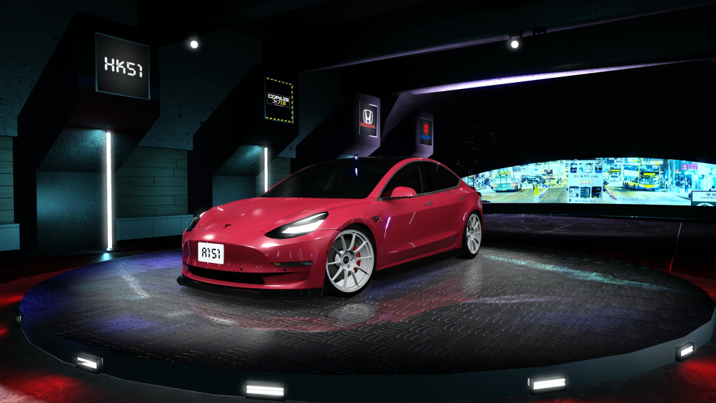 HK51 Traffic Tesla Model 3, skin red_multi_coat